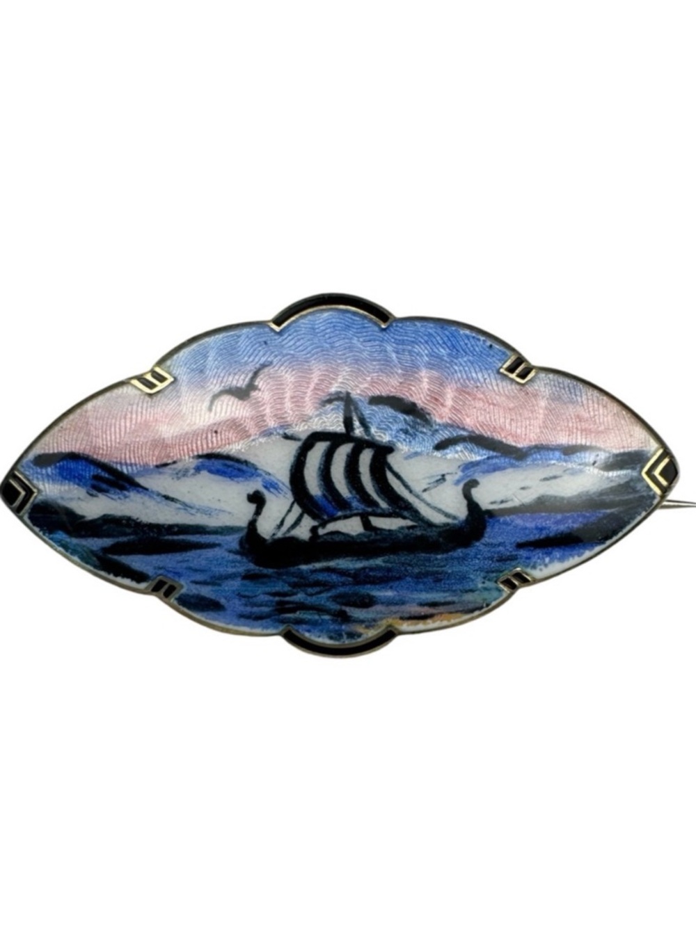 Hallmarked Sterling Silver Meldahl Enamel Brooch
